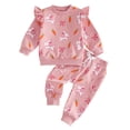thumbnail image 1 of YDFCWXW Toddler Baby Girl Easter Outfit Bunny Carrot Print Long Sleeve Ruffle Sweatshirt Pants Set 2Pcs Infant Spring Clothes (Red, 18-24 Months), 1 of 8