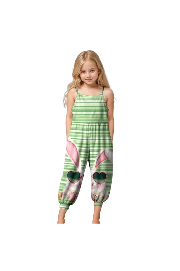 Toddler Baby Girls Romper Sleeveless Jumpsuit Summer Clothes 1-10T (Green, 5-6Years)