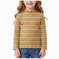 thumbnail image 1 of YDFCWXW Toddler Baby Girls Striped Long Sleeve T-Shirt Lettuce Trim Ribbed Knit Pullover Blouse Top (Orange, 5-6 Years), 1 of 7