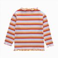 thumbnail image 1 of YDFCWXW Toddler Baby Girls Striped Long Sleeve T-Shirt Lettuce Trim Ribbed Knit Pullover Blouse Top (Red, 1-2 Years), 1 of 7