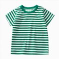 thumbnail image 1 of YDFCWXW Toddler Boys Girls Striped Cotton Short Sleeve Crewneck T-Shirt, Unisex Comfort Tee Top (Green, 5-6 Years), 1 of 7