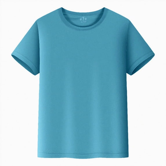 YDFCWXW Toddler Boys Girls Summer Crewneck Short Sleeve Basic Cotton T-Shirt Tee Top (Sky Blue, 2-3 Years)