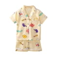 thumbnail image 1 of YDFCWXW Toddler Button Up Pajamas Summer Pjs Girls Boys 1-12 Years (Yellow, 9-10 Years), 1 of 4