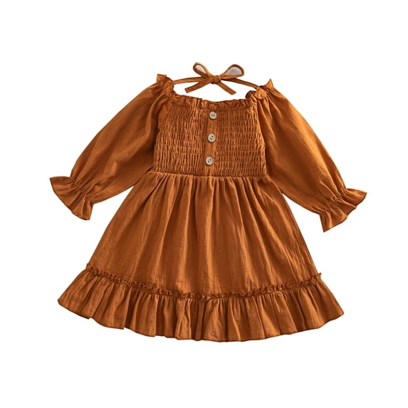 YDFCWXW Toddler Girl Long Sleeve Vintage Baby Winter Outfits Clothes (Orange, 6-12 Months)