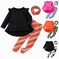 thumbnail image 1 of YDFCWXW Toddler Girl Winter Outfit 2Pcs Ruffle Sleeve Top with Printed Legging Pants Fashion Daily Wear Set (Black, 4-5 Years), 1 of 7