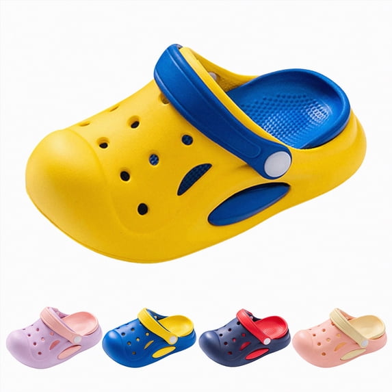 YDFCWXW Toddler Girls Boys Clogs Classic Garden Shower Beach Pool Swim Slip on Sandals Slides Children Kid Cute Water Shoes (Yellow, 18-24 Months)