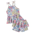 thumbnail image 1 of YDFCWXW Toddler Girls Tankini Swimsuit 2 Piece Swimwear Adjustable Straps Sleeveless Floral Ruffle Cross Back Bathing Suits (Yellow, 4-5 Years), 1 of 9