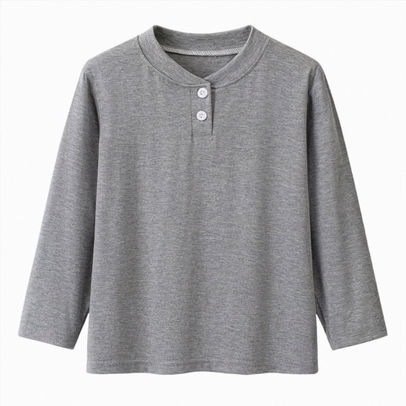 YDFCWXW Toddler Henley Shirt Boys Fall Long Sleeve Shirts 6Months-14 Years (Grey, 11-12 Years)