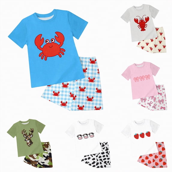 YDFCWXW Toddler Kids Baby Boy Summer Clothes 2T 3T 4T 5T Boys Outfit Short Sleeve Shirt Top Camouflage Shorts Set for 2-12 Years (Blue, 3-4 Years)