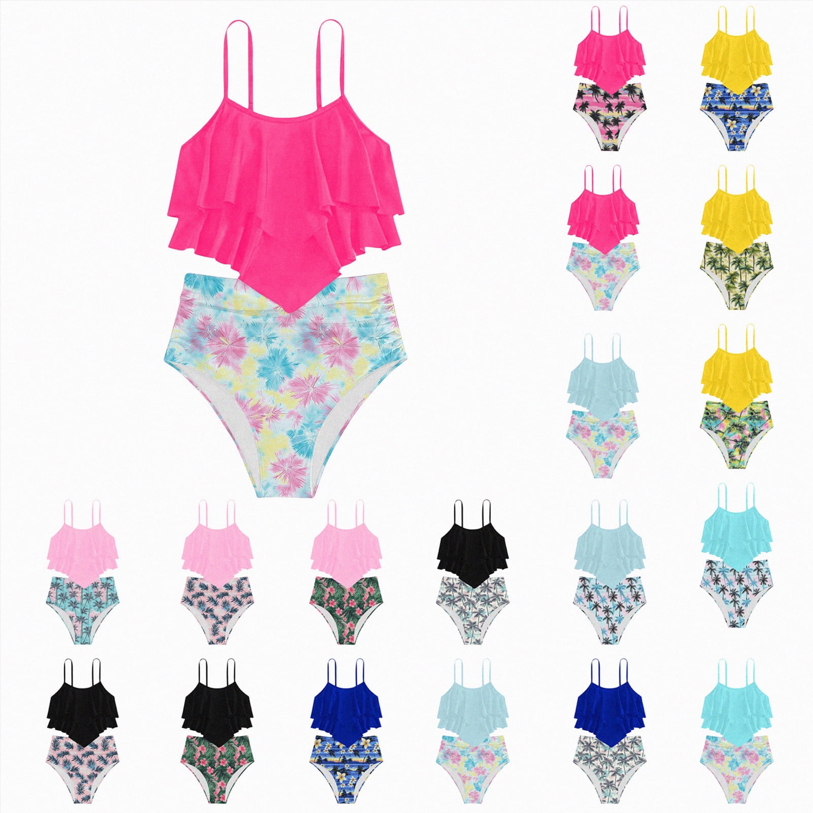 YDFCWXW Two Piece Bathing Suits for Girls Ruffle Summer Beach Pool ...