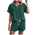 thumbnail image 1 of YDFCWXW Two Piece Outfits for Women Lounge Sets Button Down Top and Shorts Set Sweatsuits with Pockets (Green, XL), 1 of 5