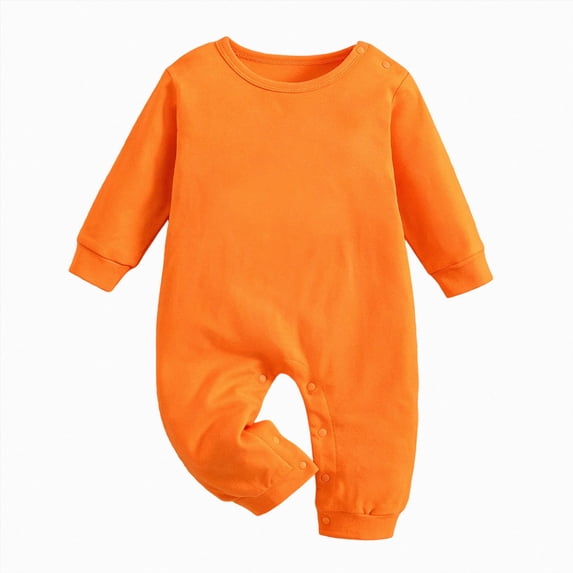 YDFCWXW Unisex Baby Romper Long Sleeve 100% Cotton Baby Clothes, Baby Footless Jumpsuit for Infant Boys Girls (Orange, 3-6Months)