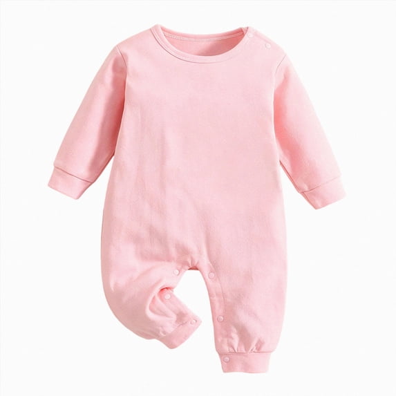 YDFCWXW Unisex Baby Romper Long Sleeve 100% Cotton Baby Clothes, Baby Footless Jumpsuit for Infant Boys Girls (Pink, 6-12Months)