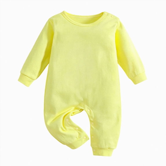 YDFCWXW Unisex Baby Romper Long Sleeve 100% Cotton Baby Clothes, Baby Footless Jumpsuit for Infant Boys Girls (Yellow, 3-6Months)