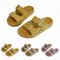 thumbnail image 1 of YDFCWXW Unisex-Child Slides Double Buckle Adjustable Flat Sandals Slippers for Boys Girls (Yellow, 23), 1 of 9