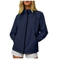 thumbnail image 1 of YDFCWXW Waterproof Rain Jacket Women Lightweight Raincoat for Women Packable Hooded Windbreaker for Outdoor Travel Hiking Dark Blue, 4XL, 1 of 8