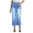 thumbnail image 1 of YDFCWXW Wide Leg Jeans for Women High Waist Baggy Stretchy Flared Jeans Trendy Cropped Denim Jeans Pants with Pocket Light Blue, L, 1 of 7