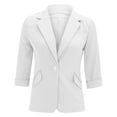 thumbnail image 1 of YDFCWXW Women 3/4 Sleeve Suit Coat Female Solid Color Blazer Jacket Ladies Tops for Women White, 3XL, 1 of 3