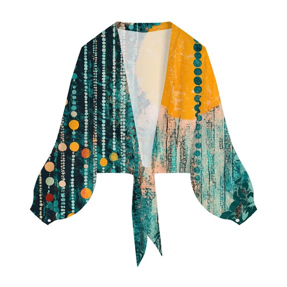 YDFCWXW Women Chiffon Cardigan Elegant Long Sleeve Cardigan Thin Summer Boho Style Summer Jacket for Party BeachParty Dark Green, XXL