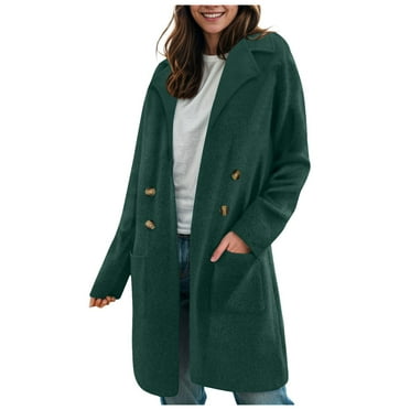 YDFCWXW Women Fall Long Cardigan Sweater Trendy Knit Jacket Coat Dressy Blazer Coat Green, XXL