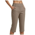 thumbnail image 1 of YDFCWXW Women Pull-on Stretch Capri Pants High Waisted Crop Pants Casual Capris Yoga Pants Coffee, S, 1 of 9