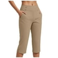 thumbnail image 1 of YDFCWXW Women Pull-on Stretch Capri Pants High Waisted Crop Pants Casual Capris Yoga Pants Khaki, XXL, 1 of 9