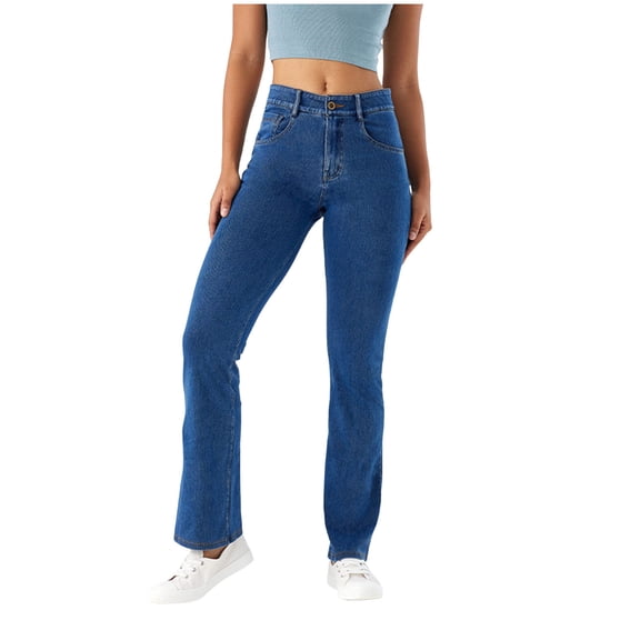 YDFCWXW Women Skinny Bootcut Jeans Casual Pants Stretch Denim Pants Lifting Stretch High Waisted Bell Bottom Jeans Blue, XL