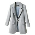 thumbnail image 1 of YDFCWXW Women's 2025 Fall Notched Collar Patchwork Blazer Long Sleeve Suit Coat Grey, 6XL, 1 of 8