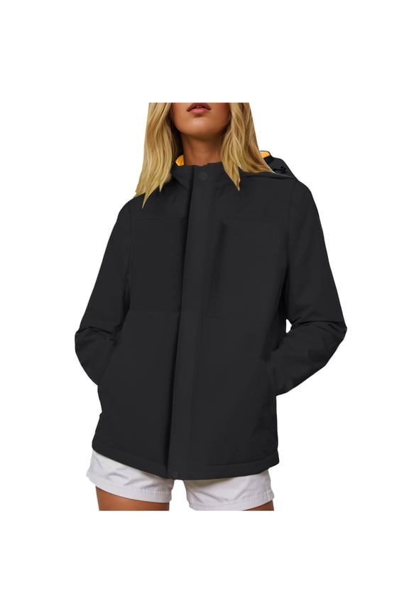 Women Water-Resistant Windbreaker Ripstop Transitional Jacket for Fall Black, XL