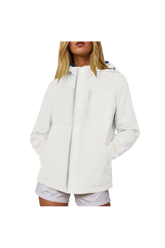 Women Water-Resistant Windbreaker Ripstop Transitional Jacket for Fall Light Gray, M