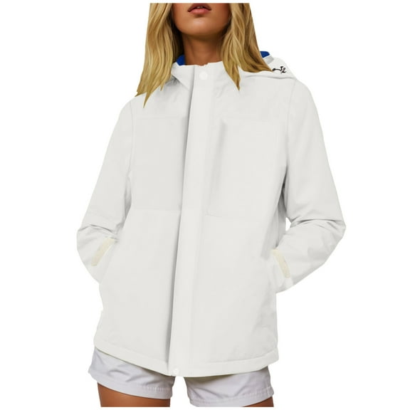 YDFCWXW Women Water-Resistant Windbreaker Ripstop Transitional Jacket for Fall Light Gray, M