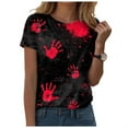 thumbnail image 1 of YDFCWXW Women's Graphic T-Shirts Stain Hand Shirt Shirts Halloween Movie Tees Hot Pink, M, 1 of 5