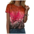 thumbnail image 1 of YDFCWXW Women's Graphic T-Shirts Stain Hand Shirt Shirts Halloween Movie Tees Orange, S, 1 of 5
