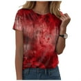 thumbnail image 1 of YDFCWXW Women's Graphic T-Shirts Stain Hand Shirt Shirts Halloween Movie Tees Red, XL, 1 of 5