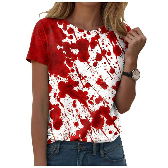 YDFCWXW Women's Graphic T-Shirts Stain Hand Shirt Shirts Halloween Movie Tees , XXL