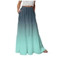 thumbnail image 1 of YDFCWXW Women's Boho Maxi Skirt A-Line Flowy Ruffle Tiered Elastic High Waist Beach Long Skirts with Pockets Mint Green, XXL, 1 of 5