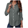 thumbnail image 1 of YDFCWXW Women's Button Down Shirts Long Sleeve Basic Classic Soft Shirt Collared Fashion Dressy Casual Blouses Grey, XL, 1 of 5