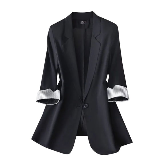 YDFCWXW Women's Casual Long Sleeve Lapel Button Slim Work Office Blazer Jacket Black, S
