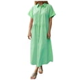thumbnail image 1 of YDFCWXW Women's Casual Loose Fit Short Sleeve Solid Button Up Shirts Dresses Collared Lapel Maxi Dresses Fashion Clothes (Green, 4XL), 1 of 4