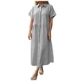 thumbnail image 1 of YDFCWXW Women's Casual Loose Fit Short Sleeve Solid Button Up Shirts Dresses Collared Lapel Maxi Dresses Fashion Clothes (Grey, 4XL), 1 of 4