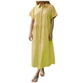 thumbnail image 1 of YDFCWXW Women's Casual Loose Fit Short Sleeve Solid Button Up Shirts Dresses Collared Lapel Maxi Dresses Fashion Clothes (Yellow, S), 1 of 4