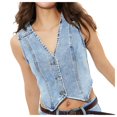thumbnail image 1 of YDFCWXW Cropped Denim Vest Women Sleeveless Western Jean Vest Top for Women V-Neck Button Denim Top Vintage Sexy Y2K Waistcoat Gilet Blue, L, 1 of 6