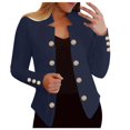 thumbnail image 1 of YDFCWXW Women's Double Slim Fit Blazers Notch Lapel Work Office Suits Casual Open Front Blazer Navy, L, 1 of 5