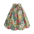 thumbnail image 1 of YDFCWXW Women's Fashion Print with Bow Waist A-Line Vintage Skirt Yellow, M, 1 of 8
