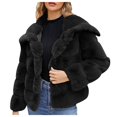 thumbnail image 1 of YDFCWXW Women's Fur Cropped Coat Long Sleeve Open Front Winter Jacket Plus Size Fluffy Puffer Overcoat Black, M, 1 of 4