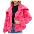 thumbnail image 1 of YDFCWXW Women's Fur Cropped Coat Long Sleeve Open Front Winter Jacket Plus Size Fluffy Puffer Overcoat Hot Pink, 3XL, 1 of 4
