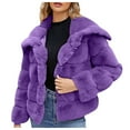 thumbnail image 1 of YDFCWXW Women's Fur Cropped Coat Long Sleeve Open Front Winter Jacket Plus Size Fluffy Puffer Overcoat Purple, 3XL, 1 of 4