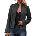 thumbnail image 1 of YDFCWXW Women's Suede Jackets 2025 Fall Casual Business Long Sleeve Open Front Cropped Blazer Jacket Coat Black, L, 1 of 6