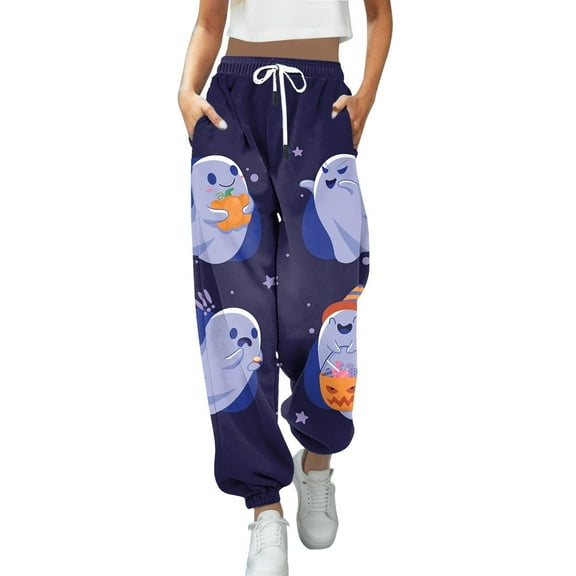 YDFCWXW Women's Halloween Baggy Pants Lounge Sweatpants Active Jogger Fall Clothes Trendy Outfits (Purple, XL)