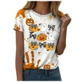 thumbnail image 1 of YDFCWXW Women's Halloween Graphic Short Sleeve T-Shirt - Cute & Spooky Printed Casual Tee for Parties Orange, XL, 1 of 7
